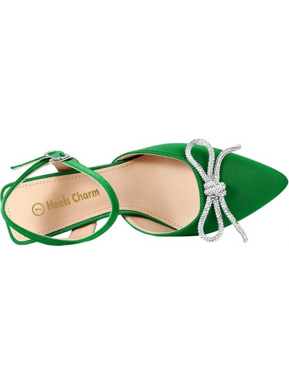 Women's Green Stiletto Pumps Shoes Pointed Toe Ankle Strap High Heel Dress Shoes